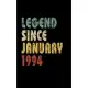 Legend Since January 1994: Retro Birthday Gift Notebook With Lined Wide Ruled Paper. Funny Quote Sayings 5 x 8 Notepad Journal For Taking Notes A