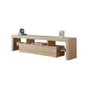 200cm TV Stand Cabinet 2 Drawers Entertainment Unit Wood Storage Shelf Oak