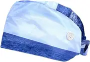 [WOSHJIUK] Working Hat 2 Pack Scrub Caps for Women,Dolphin Jumping sea Blue Water,Tie Back Cap Adjustable Scrub Hat