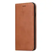 For iPhone SE 5G (2022) SE (2020)/8/7/6s/6 Case Leather Wallet Cover Brown