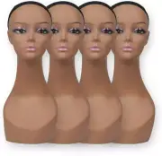 4 Pcs Lifelike Female Plastic Mannequin Head Wig Stand Realistic Wig Display Hea