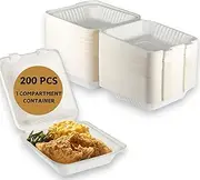 200-Pack 8x8” Compostable Sugarcane Takeaway Containers – 1-Compartment, Biodegradable Clamshell Boxes for Burgers, Sandwiches, Meals – Eco-Friendly Disposable Food Storage for Catering & Delivery