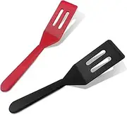 Mini Silicone Spatula 2-Pack - Nonstick, Heat-Resistant Flexible Cookie Spatula for Baking, Flipping Eggs, Small Pans, Dishwasher Safe (Red & Black)
