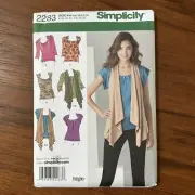NEW Simplicity Pattern 2283 Misses' Knit Tops & Vest SZ 6-14