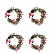Nevenka 4 Pcs Snowman Pine Wreaths for Front Door Christmas Holiday Indoor
