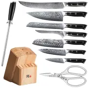 10x TURWHO Chef Santoku Bread Slicer Kitchen Knife Set Japan VG10 Damascus Steel
