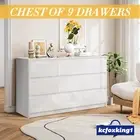 9 Drawer Dresser Tallboy Chest Cabinet of Drawers Tower Bedroom Clothes Storage