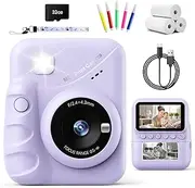 TIATUA Kids Camera Instant Print for Girls Ages 3-14, 3-inch HD Screen Camera for Kids with Printing Paper, 1080P Digital Toddler Toys for 4 5 6 7 8 9 10 11 12 Years Old (Purple)