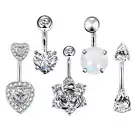 5× Rosegold Silver Surgical Steel CZ/Opal Belly Button Rings Navel Set Piercing