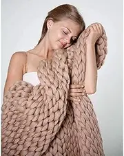 Hand Made Cable Knitted with Heavy Thick, Super Soft Throw Couch Covers Blankets, Arm Knit Blanket Pet Bed Chair Mat Rug Home Decor Gift /1789 (Color : A, Size : 120x150cm(47x59inch))