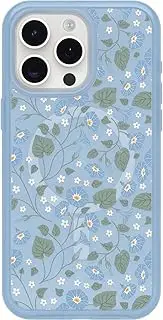OtterBox iPhone 15 Pro MAX Symmetry Series Clear Case - Dawn Floral (Blue), Snaps to MagSafe, Ultra-Sleek, Raised Edges Protect Camera & Screen