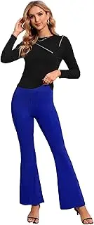 [GRECERELLE] High-Waisted Flared Yoga Pants for Women Lared Yoga Pants Women's Leggings Jazz Pants with Tummy Control Fitness, blue, X-Large