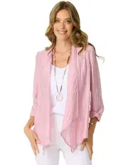 [Fella Hamilton] Casino 3/4 Sleeve Waterfall Jacket in Pink