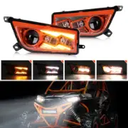 2X Orange Halo LED Headlights for Polaris 2014-21 RZR 1000 XP & Turbo RZR 900 S
