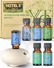 VEDA TINDA SCENT Hotel Scent Essential Oils with Waterless Diffuser, Luxury Hotel Inspired Home Fragrance Aromatherapy Oil Blends 6x10ml