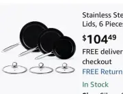 Stainless Steel Frying Pan Set with Lids, 6 Pieces Titanium Ceramic Frying Pans