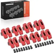 A-Premium 16Pcs Red Aluminum Engine Roller Rocker Arms with Needle Bearings Compatible with Chevy BBC 454, 1.72 Ratio, 7/16" Studs