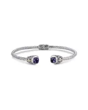 Samuel B. 18K & Silver 1.70 ct. tw. Amethyst Square Bangle Bracelet