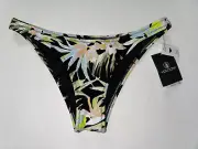 VOLCOM Womens XS Black Green OFF TROPIC SKIMPY Surf Swim Beach Bikini Bottom New