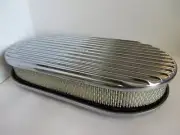 15" POLISHED ALUMINUM FULL FINNED OVAL AIR CLEANER FIT 5 1/8" CARB #FULL/POL/PA