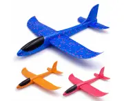 LED Light Airplane Toy: 17.5" Foam Glider with 2 Flight Modes - Flying Toy for Kids, Perfect Birthday Gift for 3-9 Year Old Boys, Outdoor Play