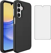 [Furill] Phone Case for Samsung Galaxy S24/S25 5G with Tempered Glass Screen Protector Slim Hybrid Heavy Duty Hard Rugged Shockproof Protective Cell Cover S 24 24S 25 25S G5 SM-S931U Women Men Black