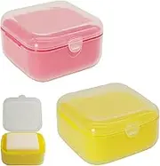 Adorila 2 Pack Small Travel Soap Case with Lid, Leak-Proof Soap Container with Perforation, Portable Soap Box for Bathroom (Yellow, Pink)
