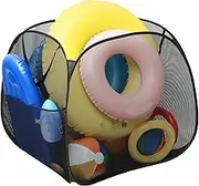 Adnee Pool Toy Storage Bin-30'' x 30'' x 30'' Nylon Mesh Pool Organizer with Side Pocket-105 Gallon Quick Drying Pool Storage for Float, Beach Balls,Towel and Other Swimming Accessories