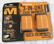 Muddy Rechargeable 3-in-1 Hand Warmer, USB Power Bank, Flashlight, 2 Pack