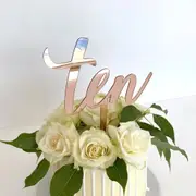 Acrylic Rose Gold 'Ten' 10 Birthday Cake Topper