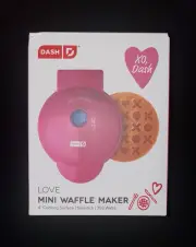 NEW Dash Mini 4 inch WAFFLE MAKER - Nonstick - Electric - XOXO LOVE Waffles