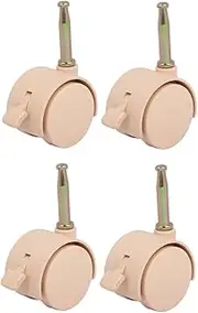 Aexit 4pcs (Civil equipment hardware accessories) 1.5-inch PU Crib Stem Swivel Caster Ecru (27ry314qf157) w Brake