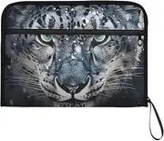 YMXFXP Snow Leopard Portrait Expandable Filing Folder, 13-Pocket Funny Cute Design with Sticky Labels, A4 Letter Size Document Organizer for Office, School, Boys, Girls