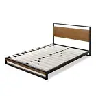 Queen Bed Frame Metal Wood Base with Headboard - Zinus Suzanne Ironline