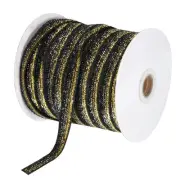 Metallic Glitter Velvet Ribbon 3/8 Inch x 50 Yard Wrapping Black Gold