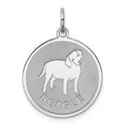 Sterling Silver Rhodium-Plated Beagle Disc Charm