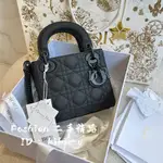 FASHION ღ二手精品 DIОR迪澳LADY戴妃包 三格 磨砂黑 啞光 手提包 單肩包 斜挎包 M0505 商品實拍