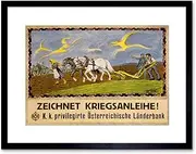 War WWI Austria Hungary Loan Fund Plow Plough Farm Framed Wall Art Print
