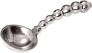 India Handicrafts 11578 Polished Silver Tone 6 inch Stainless Steel Serving Spice Spoon with Beaded Handle for Condiments, Candy, or Nuts