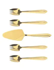Mirror Cake Server And Splayd Set of 5 in Gold
