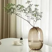 GeLive Brown Glass Vase Large Clear Vase Primary Colored Glass Vase Centerpiece Vase Floor Vase Tall Flower Vase for Long Stem Branch Artificial Fresh Flower Tabletop Home Indoor Decoration (Brown)