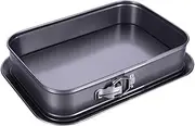 SagaSave Black Rectangle Cake Baking Tray with Buckle and Removable Bottom Non-Stick Liner Bake Tins for Birthday,Christmas(35.5cmx24cmx7.8cm)