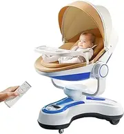Baby Swing for Infants, Remote-Control Electric Rocker for Newborn with 5-Point Harness, Adjustable Music/Lights & Portable Moving Design for Indoor/Outdoor