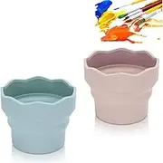 2PCS Collapsible Paint Brush Cleaner Cup,Silicone Handy Paint Cups for Painting Portable Silicone Washing Bucket Brush Holder Cleaner for Watercolor Oil Painting