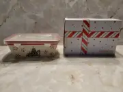 Temptations Christmas “ Holiday” Pattern/12oz Baking Mini Loaf Pan With Lid/Mint