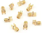 10pcs Brass SMA Female Base Socket Jack PCB Mount 50 Ohm RF Connectors Vibration Resistant Wireless Equipment Accessories