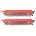 Pyrex (2) 233 3qt Glass Baking Dish & (2) 233-PC Red Lid