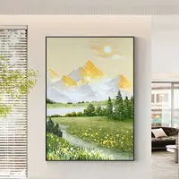 在飛比找樂天市場購物網優惠-「日照金山」diy數字油畫 30X40cm有框 山水畫 風水