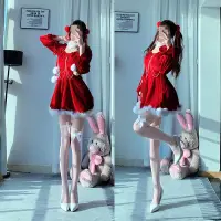 在飛比找蝦皮商城精選優惠-聖誕節服裝女cosplay夜場聖誕舞臺裝演出服新年大紅色連衣