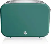 Swan ST14610GREN Nordic 2-Slice Toaster with Defrost/Reheat/Cancel Functions, Cord Storage, 900W, Green